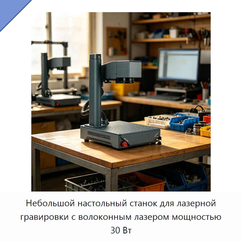 Небольшой настольный станок для лазерной гравировки с волоконным лазером мощностью 30 Вт — Лазерные маркировочные станки