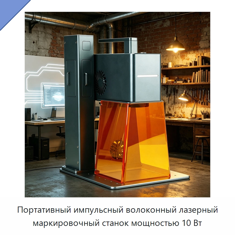 Портативный импульсный волоконный лазерный маркировочный станок мощностью 10 Вт — Лазерные маркировочные станки
