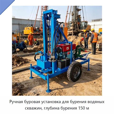Ручная буровая установка для бурения водяных скважин, глубина бурения 150 м