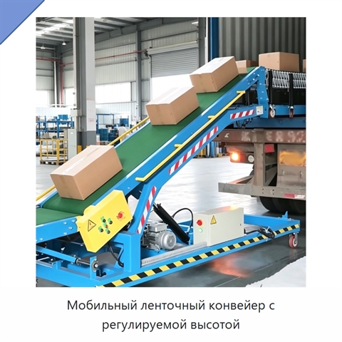 Мобильный ленточный конвейер с регулируемой высотой