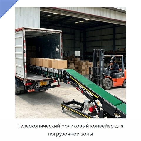 Телескопический роликовый конвейер для погрузочной зоны