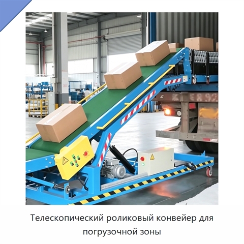 Телескопический роликовый конвейер для погрузочной зоны