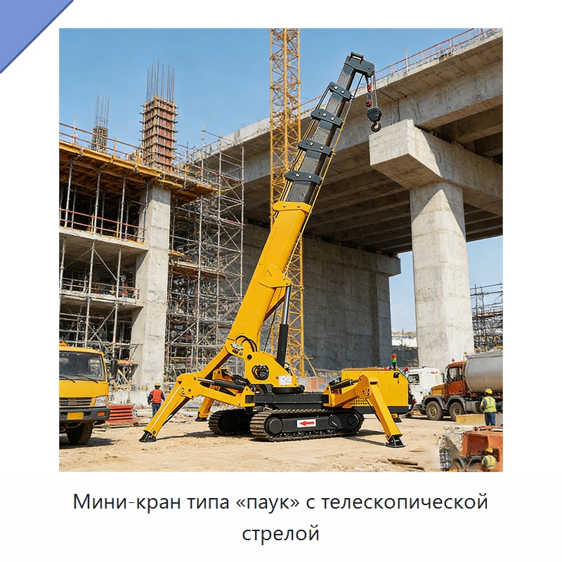 Мини-кран типа «паук» с телескопической стрелой — Краны