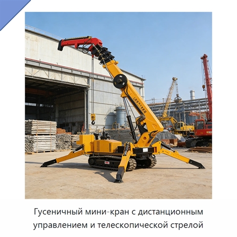 Гусеничный мини-кран с дистанционным управлением и телескопической стрелой