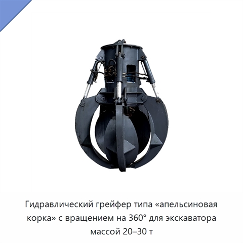 Гидравлический грейфер типа «апельсиновая корка» с вращением на 360° для экскаватора массой 20–30 т