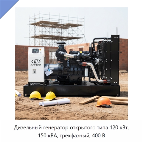Дизельный генератор открытого типа 120 кВт, 150 кВА, трёхфазный, 400 В