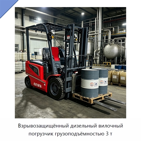 Взрывозащищённый дизельный вилочный погрузчик грузоподъёмностью 3 т