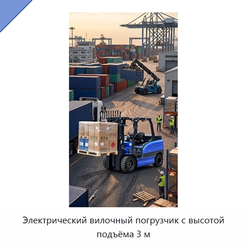 Электрический вилочный погрузчик с высотой подъёма 3 м