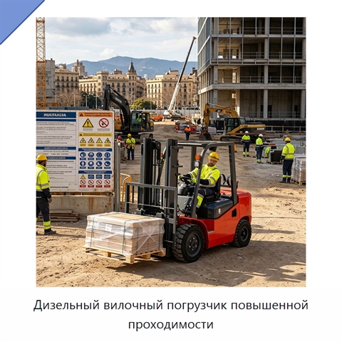 Дизельный вилочный погрузчик повышенной проходимости