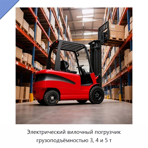 Электрический вилочный погрузчик грузоподъёмностью 3, 4 и 5 т