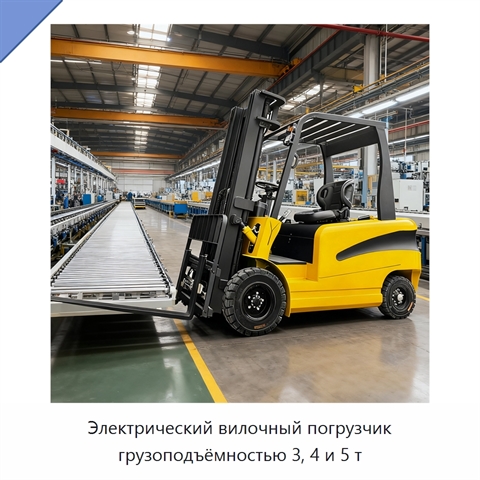 Электрический вилочный погрузчик грузоподъёмностью 3, 4 и 5 т