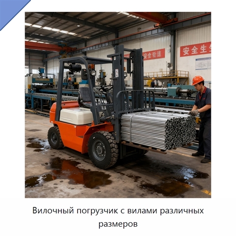 Вилочный погрузчик с вилами различных размеров
