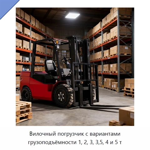Вилочный погрузчик с вариантами грузоподъёмности 1, 2, 3, 3,5, 4 и 5 т