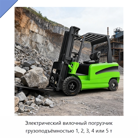 Электрический вилочный погрузчик грузоподъёмностью 1, 2, 3, 4 или 5 т