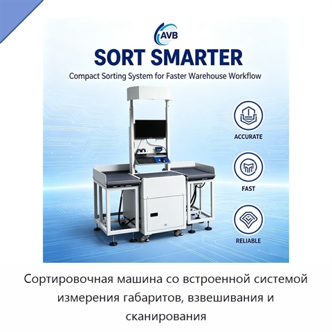 Сортировочная машина со встроенной системой измерения габаритов, взвешивания и сканирования