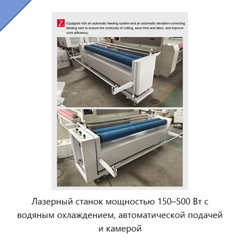 Лазерный станок мощностью 150–500 Вт с водяным охлаждением, автоматической подачей и камерой