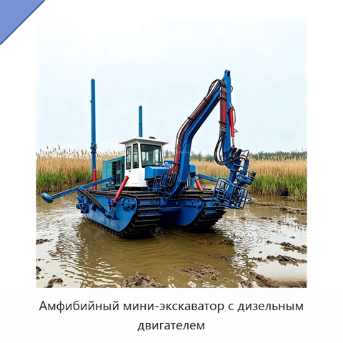 Амфибийный мини-экскаватор с дизельным двигателем