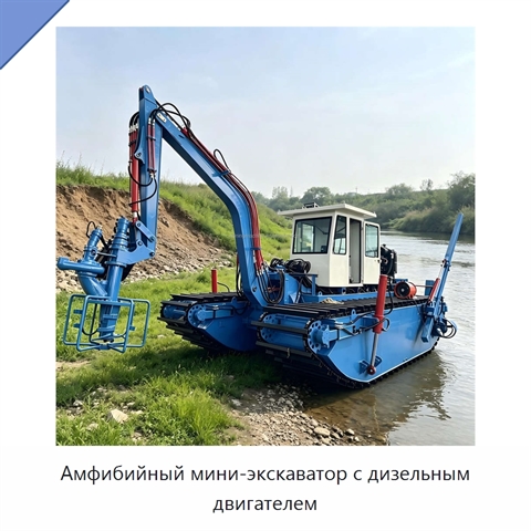 Амфибийный мини-экскаватор с дизельным двигателем