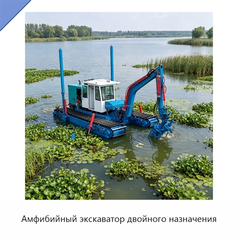 Амфибийный экскаватор двойного назначения