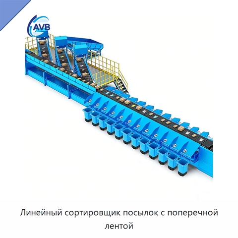 Линейный сортировщик посылок с поперечной лентой