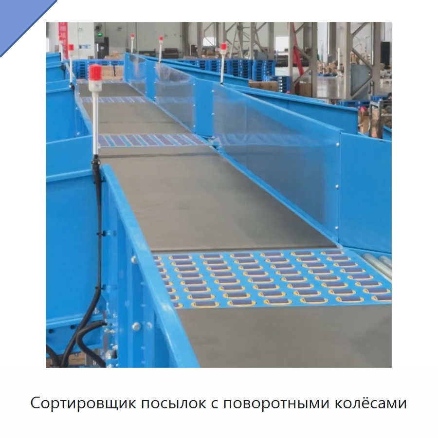 Сортировщик посылок с поворотными колёсами — Специальные конвейеры