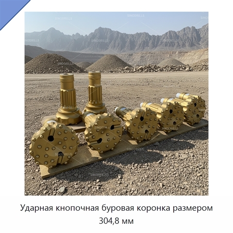 Ударная кнопочная буровая коронка размером 304,8 мм