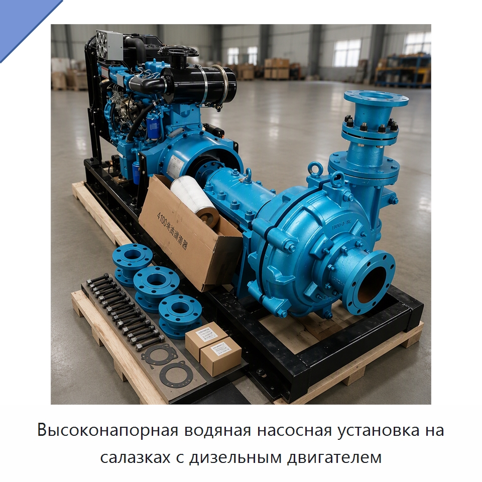 Высоконапорная водяная насосная установка на салазках с дизельным двигателем — Насосы