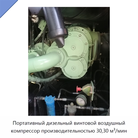 Портативный дизельный винтовой воздушный компрессор производительностью 30,30 м³/мин