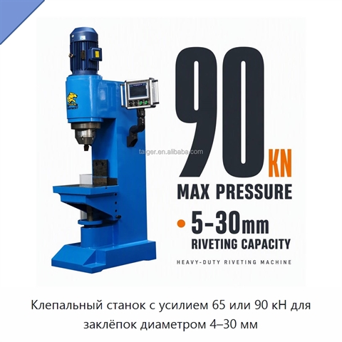 Клепальный станок с усилием 65 или 90 кН для заклёпок диаметром 4–30 мм