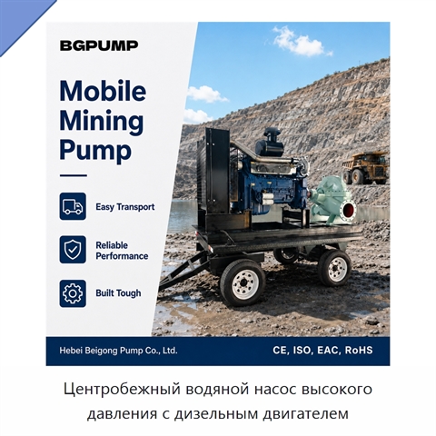 Центробежный водяной насос высокого давления с дизельным двигателем