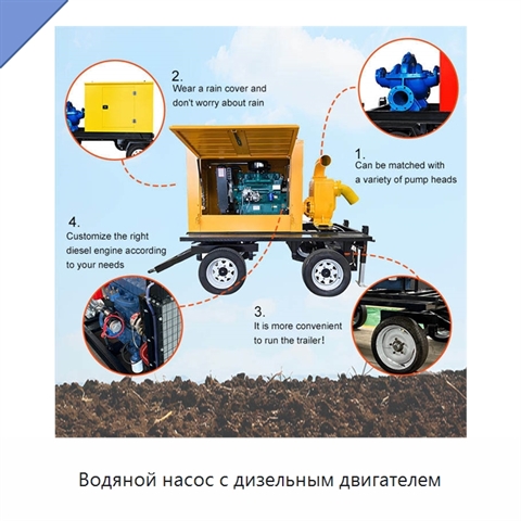 Водяной насос с дизельным двигателем