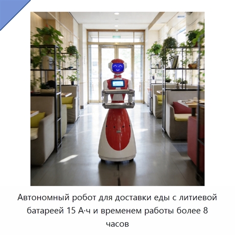 Автономный робот для доставки еды с литиевой батареей 15 А·ч и временем работы более 8 часов