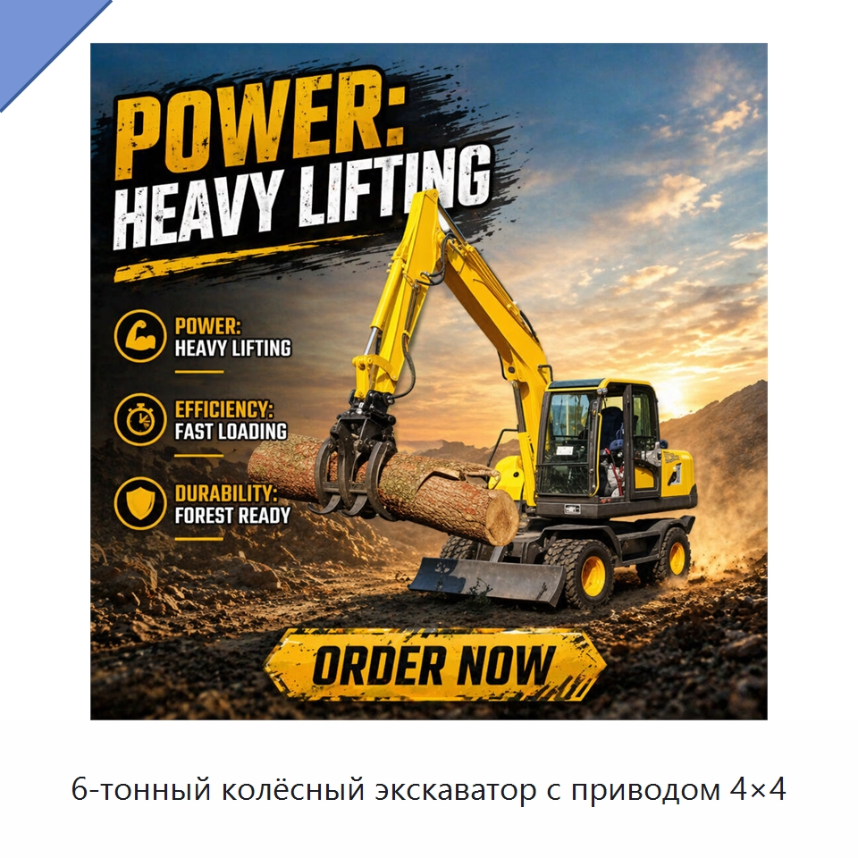 6-тонный колёсный экскаватор с приводом 4×4 — Землеройная техника