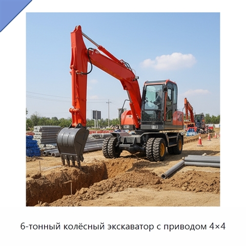 6-тонный колёсный экскаватор с приводом 4×4