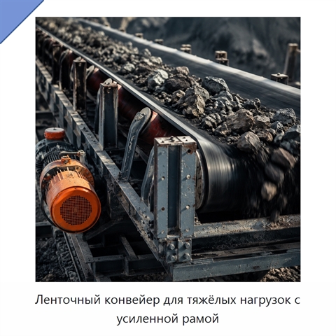Ленточный конвейер для тяжёлых нагрузок с усиленной рамой
