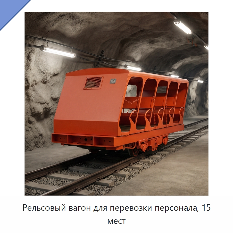 Рельсовый вагон для перевозки персонала, 15 мест — Горнодобывающее оборудование