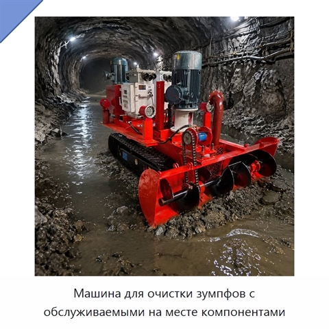 Машина для очистки зумпфов с обслуживаемыми на месте компонентами