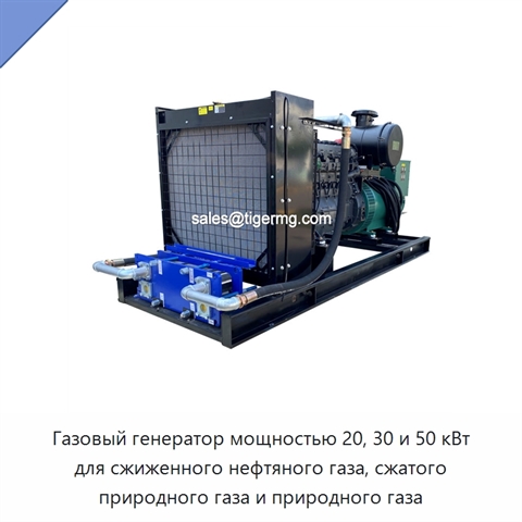 Газовый генератор мощностью 20, 30 и 50 кВт для сжиженного нефтяного газа, сжатого природного газа и природного газа