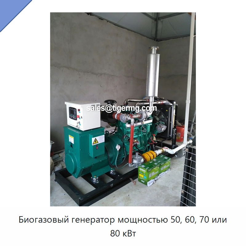 Биогазовый генератор мощностью 50, 60, 70 или 80 кВт