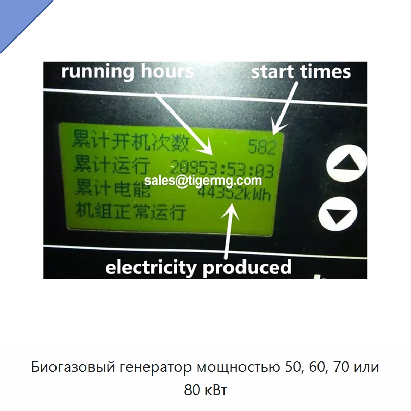 Биогазовый генератор мощностью 50, 60, 70 или 80 кВт
