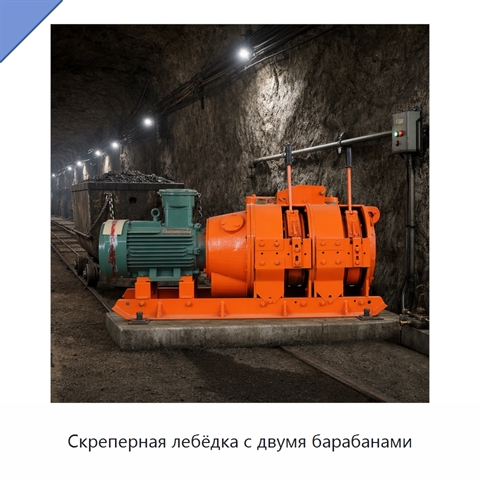 Скреперная лебёдка с двумя барабанами
