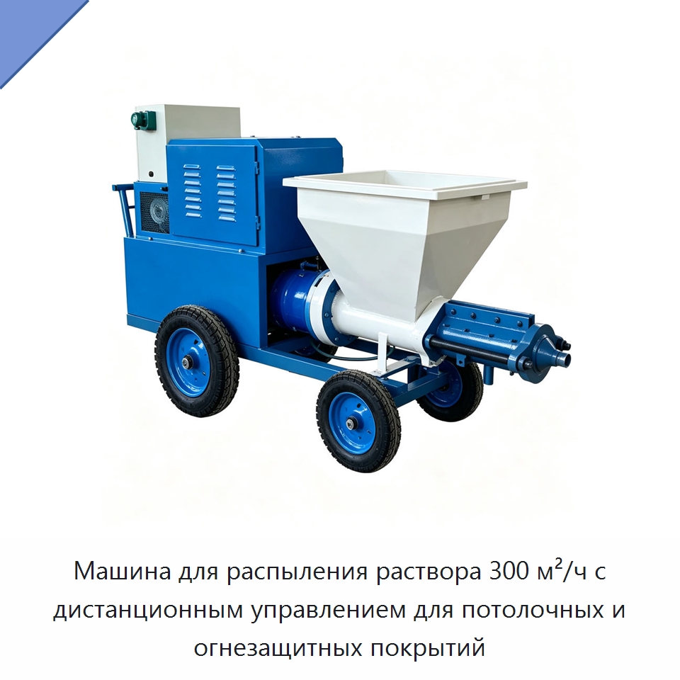 Машина для распыления раствора 300 м²/ч с дистанционным управлением для потолочных и огнезащитных покрытий — Штукатурные станции