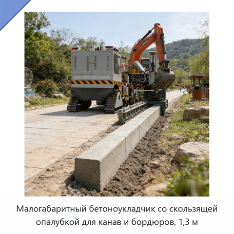 Малогабаритный бетоноукладчик со скользящей опалубкой для канав и бордюров, 1,3 м