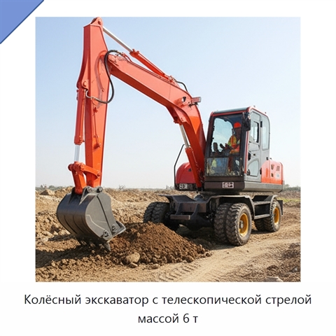 Колёсный экскаватор с телескопической стрелой массой 6 т