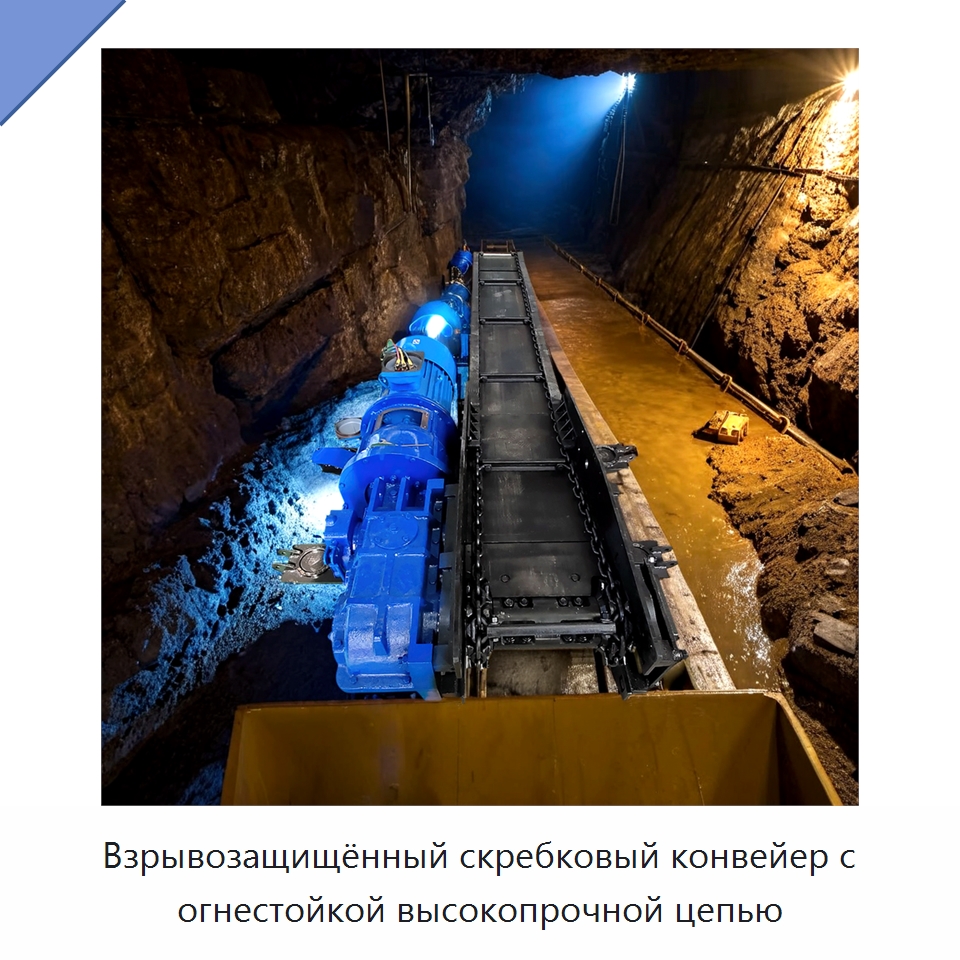 Взрывозащищённый скребковый конвейер с огнестойкой высокопрочной цепью — Горнодобывающее оборудование