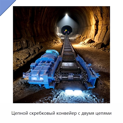 Цепной скребковый конвейер с двумя цепями