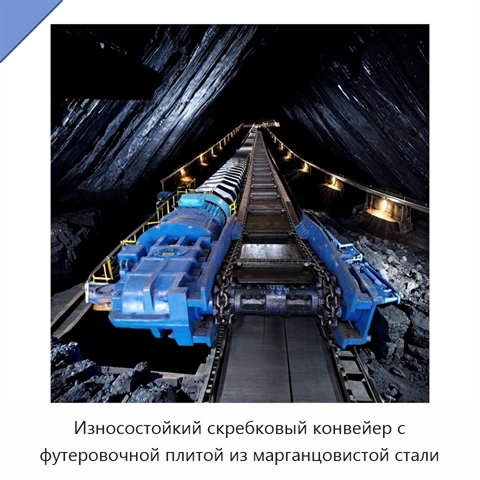 Износостойкий скребковый конвейер с футеровочной плитой из марганцовистой стали