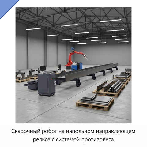 Сварочный робот на напольном направляющем рельсе с системой противовеса