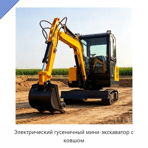 Электрический гусеничный мини-экскаватор с ковшом