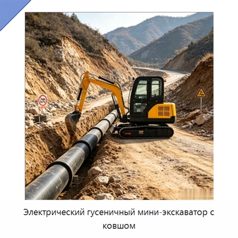 Электрический гусеничный мини-экскаватор с ковшом